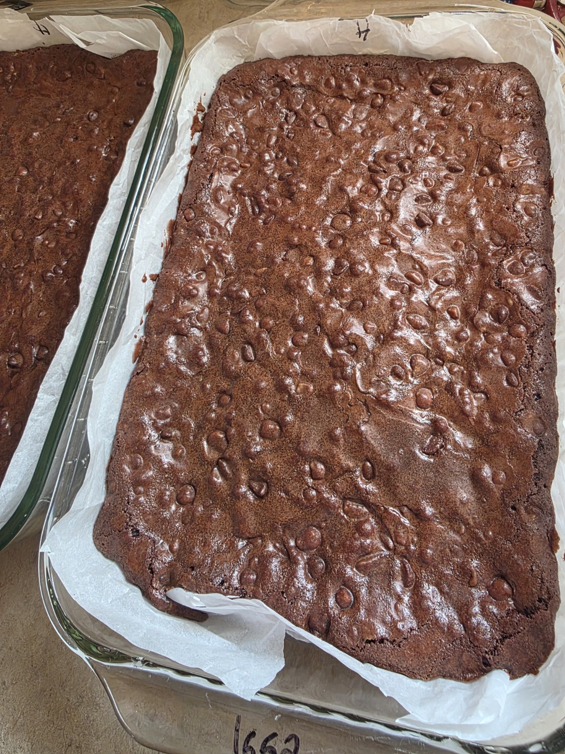 Fresh pan of Bad Influence Bakery Heath English Toffee brownies