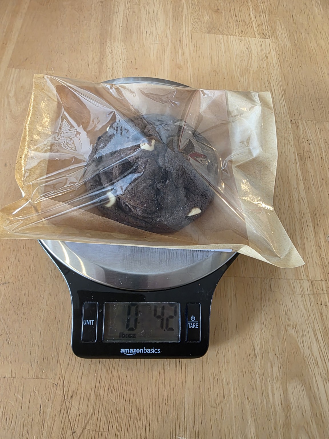 Bad Influence Bakery Loaded Oreo cookie shown on a scale